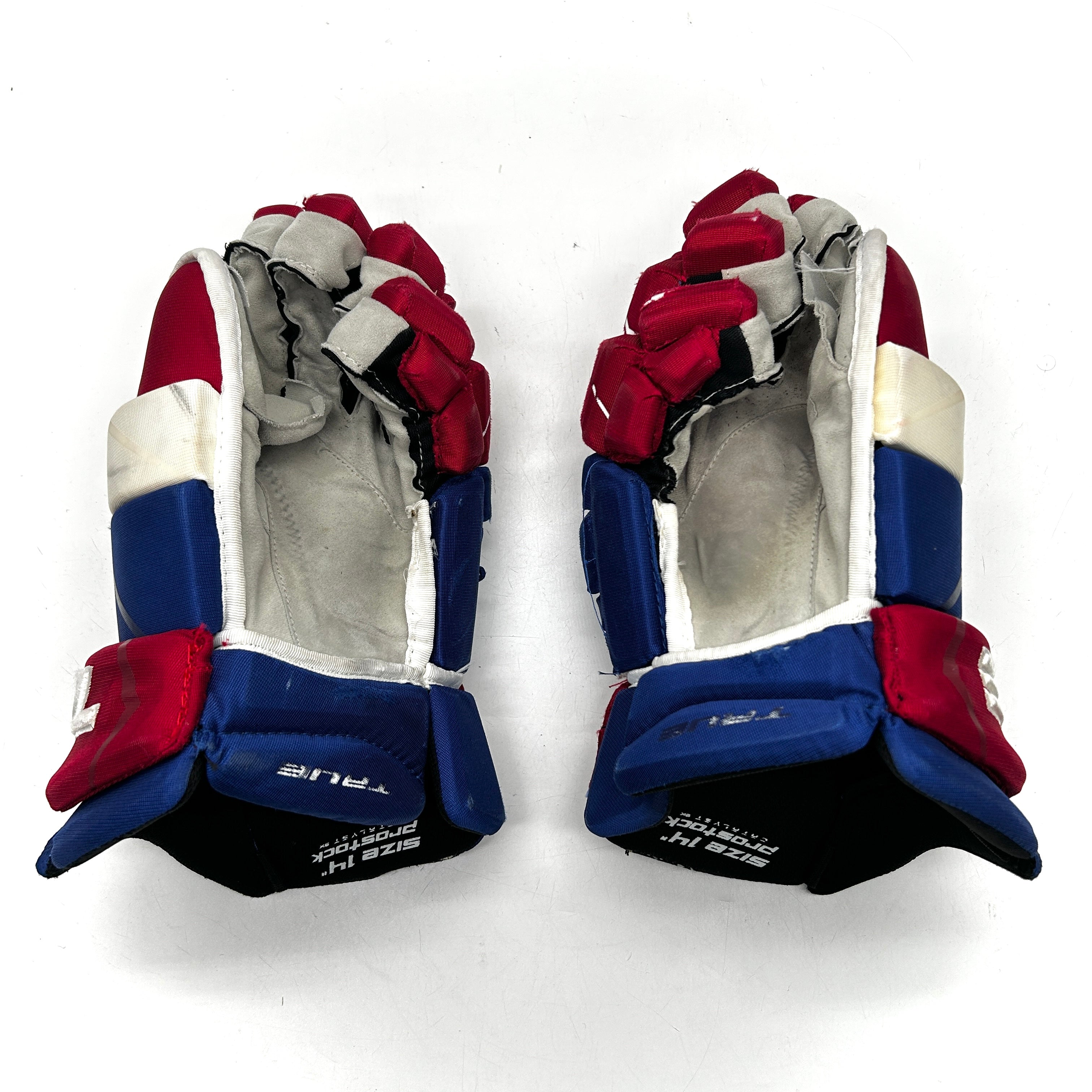 TRUE Catalyst 9X - Used NHL Pro Stock Gloves - Christian Dvorak (Blue/Red/White)